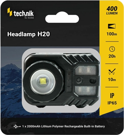 Technik MT-H20 čeona svjetiljka s gumiranom površinom, LED CREE XPG-2, micro-USB, crveno svjetlo