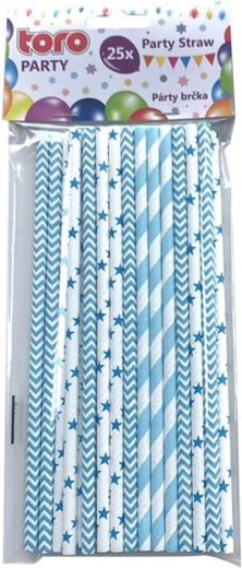 Papirnate slamke 19,7 cm, 25 kom – svjetloplava, mix uzoraka
