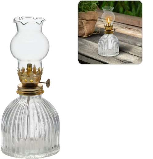 Staklena petrolejska lampa 7,7 × 7,7 × 17,5 cm