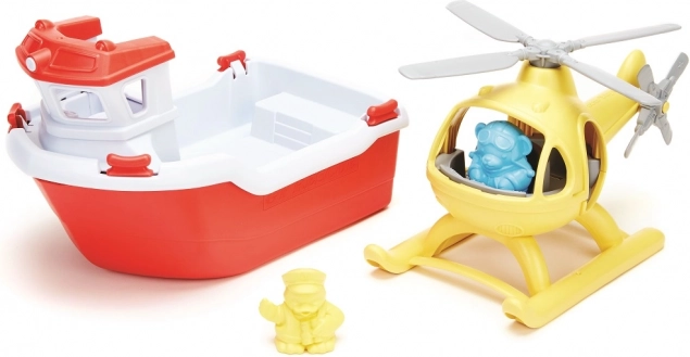 Green Toys spasilački brod s helikopterom 2 u 1