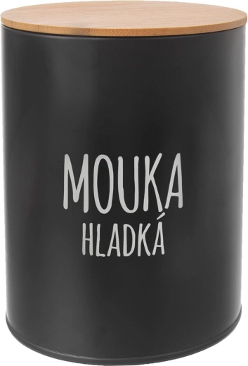 Crna posuda za glatko brašno s bambusovim poklopcem