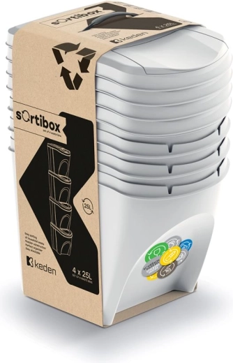 Set kanti za razvrstavanje Sortibox 4×25 l pepeljasto siva