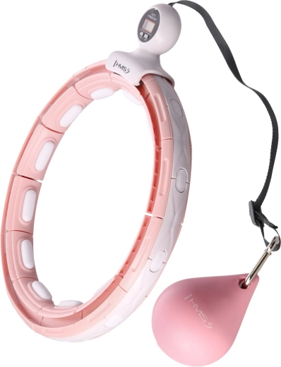Masažni hula hoop sa utezima, magnetima i brojačem HMS – ružičasti