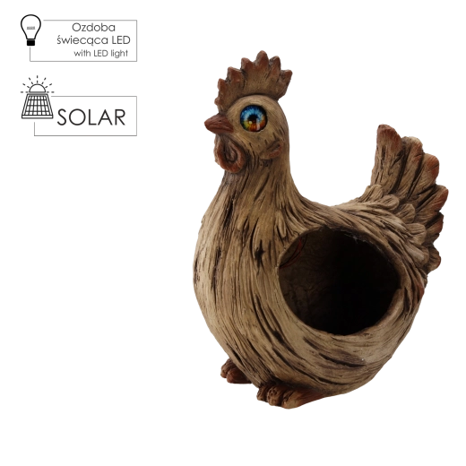 Vrtna žardinjera pijetao sa solarnom LED rasvjetom 29,5 × 20 × 38 cm