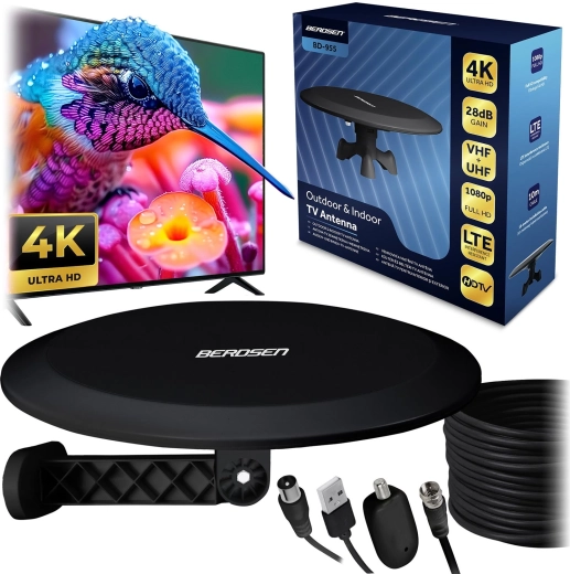 Unutarnja i vanjska TV antena Ultra HD 4K BERDSEN BD-955 crna