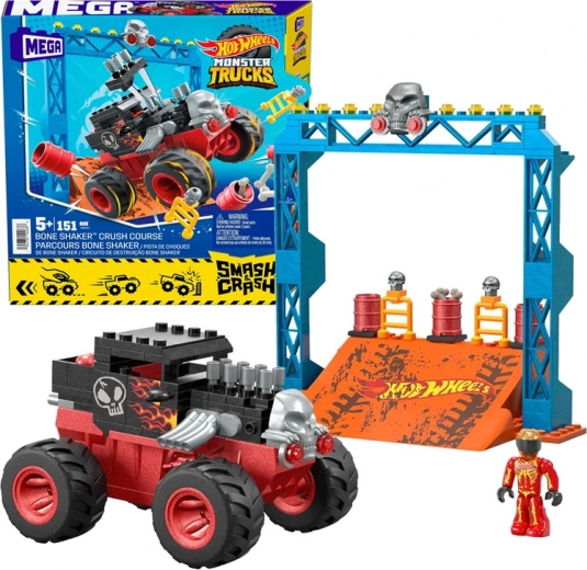 Konstrukcijski set HOT WHEELS Mega Bone Shaker Crush Course – monster truck s rampom, 151 dijelova