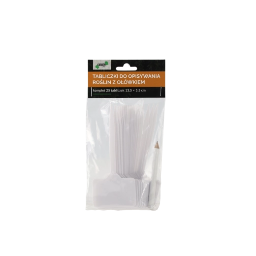 Set od 25 bijelih plastičnih vrtnih oznaka s olovkom 13,5 × 5,5 cm