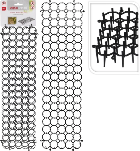 Podloga s bodljama protiv životinja, crna, 48 × 13 × 3 cm, 2 kom