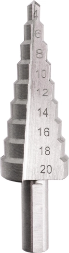 Stepenasto svrdlo HSS 4–20 mm, 9 stupnjeva