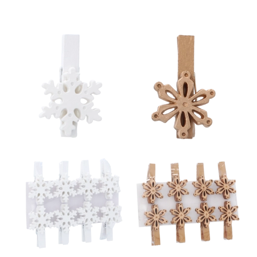 Božićni ukrasi s kopčom sa snježnim pahuljama, 3 × 3 cm, set 8 kom