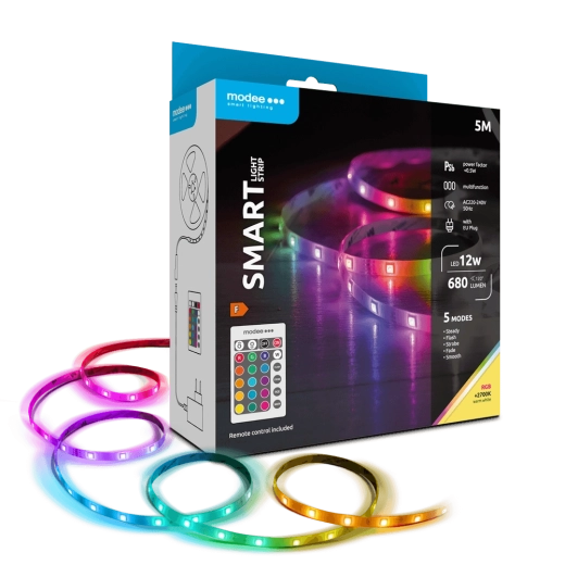 Modee LED Smart – pametna LED traka 12 W, 5 m, 2700K + RGB, 680 lm, IP20