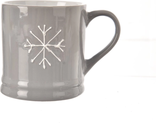 Keramička šalica s motivom pahulje, siva 420 ml