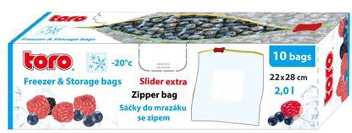TORO vrećice za zamrzavanje hrane 2 l, zip, 10 kom