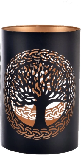 Metalni svijećnjak TREE crno-zlatni 22 cm