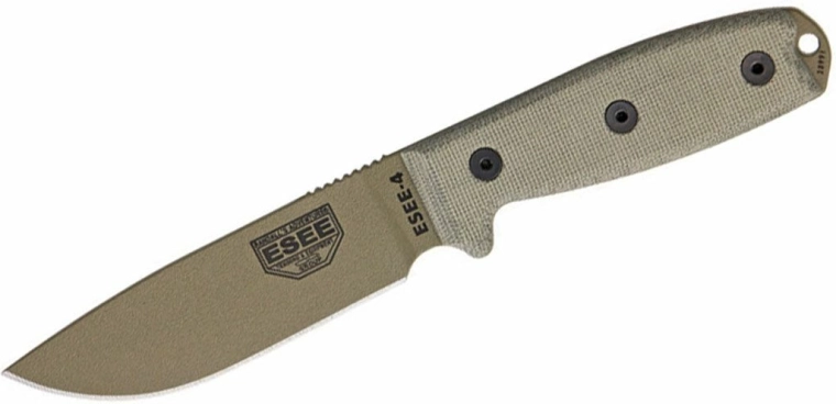 Univerzalni nož ESEE 4 Dark Earth s micarta drškom i MOLLE futrolom