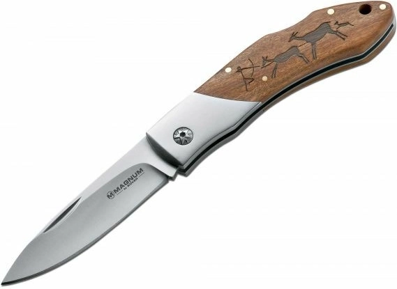 Magnum Caveman Steel džepni nož 8,2 cm s drvenom drškom i motivom špilje
