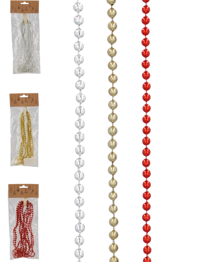 Božićna perličasta girlanda 2,7 m, 6 mm – mix boja