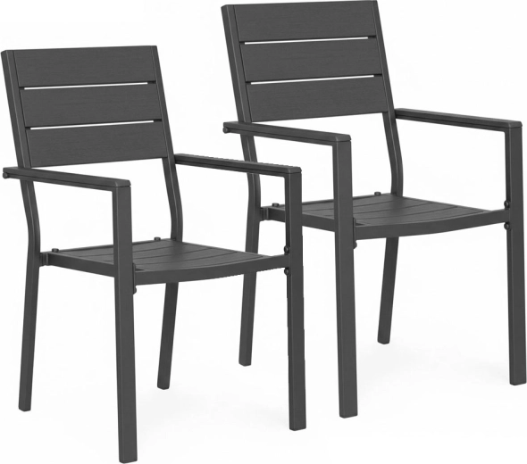 Set od 2 vrtnih stolica od HDPE-a i čelika, sive – MultiGarden