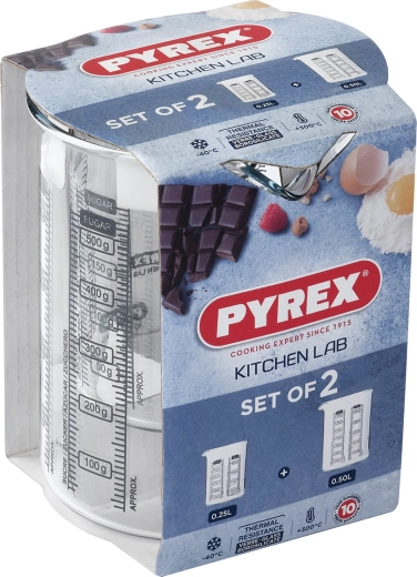 Set staklenih mjernih posuda s izljevom PYREX 250 ml i 500 ml