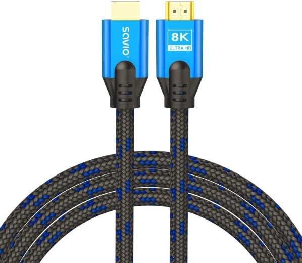 HDMI kabel 2.1 1,8 m – 8K, pleteni, pozlaćeni konektori, plavo‑crni
