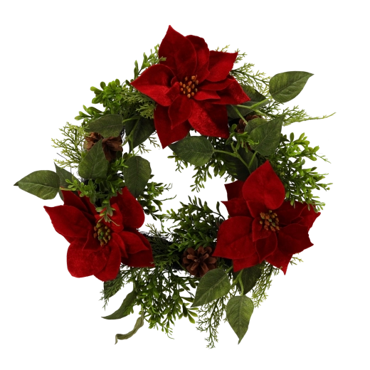 Umjetni božićni vijenac s poinsettijom 50 cm (2 kom)