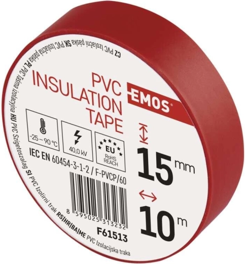 Izolacijska PVC traka 15 mm × 10 m crvena