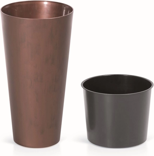 Tegla za cvijeće Tubus Slim Corten s uloškom 15 cm – patinirajući čelik