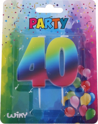 Rođendanska svijeća broj 40 duginih boja