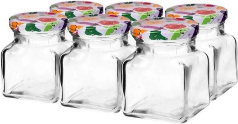 Staklenke 120 ml s šarenim poklopcem, set 6 kom