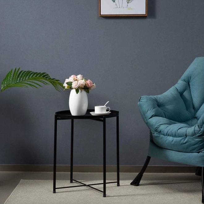 Okrugli metalni stol u loft stilu - crni