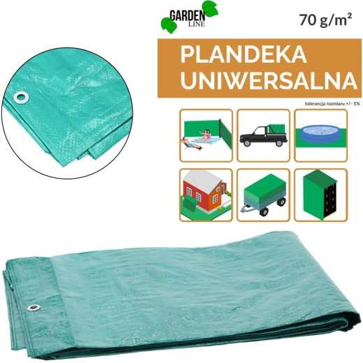 Zelena cerada 2 × 3 m, 70 g/m², UV 3 %, laminirana s očicama