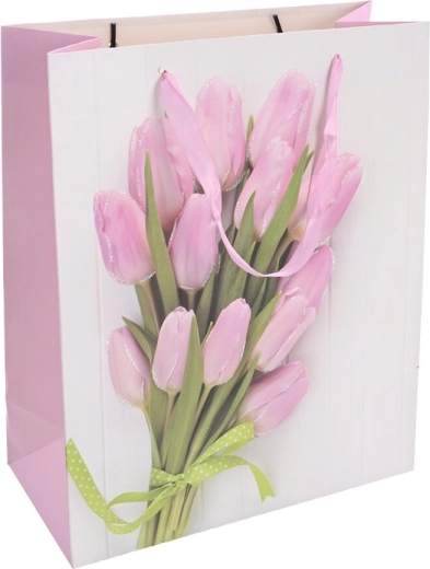 Poklon papirnata vrećica s motivom tulipana 26 × 10 × 32 cm