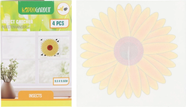 Ljepljiva traka za muhe za prozor Cvijet 9,5 × 9,5 cm (4 kom)