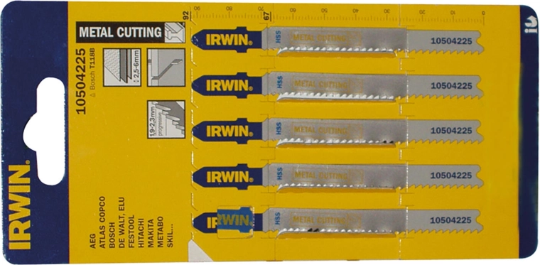 Set listova ubodne pile HSS T118B za metal IRWIN, 92 mm (5 kom)