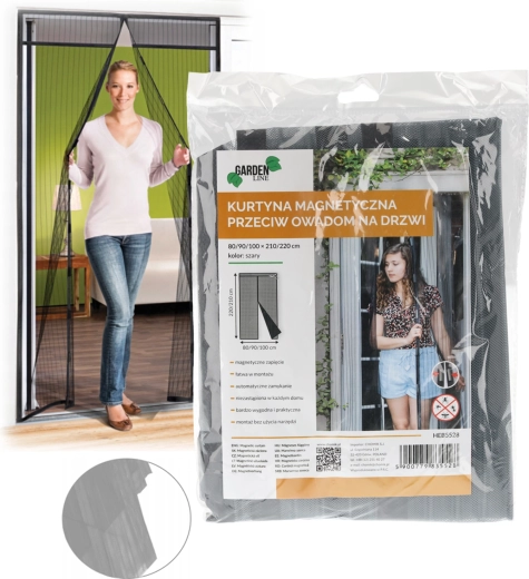 Magnetna mreža protiv insekata za vrata, siva