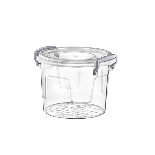 Okrugla plastična kutija za hranu 1,1 l s poklopcem na kopče