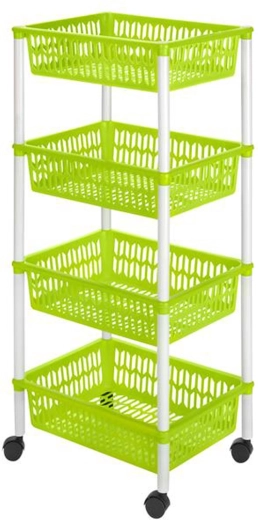 Košnički regal na kotačićima, 4 kata, 40 × 30 × 89 cm, plastika
