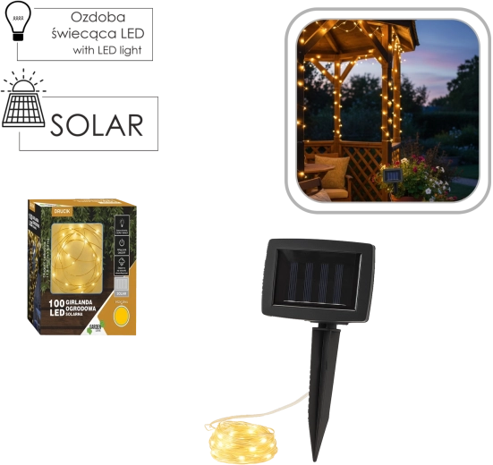 Solarni LED lanac 100 dioda toplo bijela 11,9 m IP44