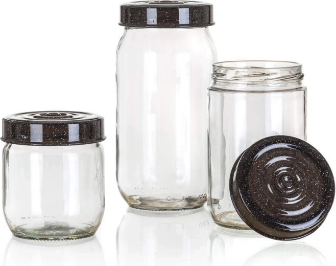 Staklene posude LINZI 3 kom, granit