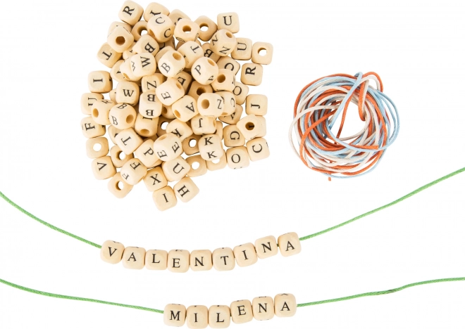 Drvene navlake perlice s slovima small foot – set 300 kom