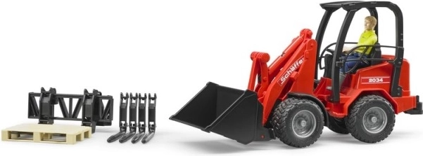 Crveni utovarivač Bruder Schäffer 2034 s figurom i priborom