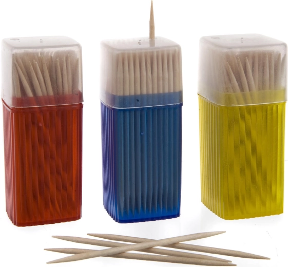 Drvene obostrane čačkalice u dozatoru, set 3 × 150 kom