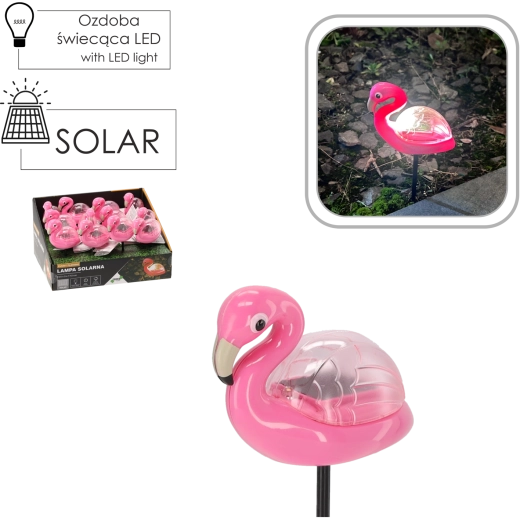 Solarna vrtna lampa flamingo, toplo bijela, 10,5 × 5 × 17,5 cm