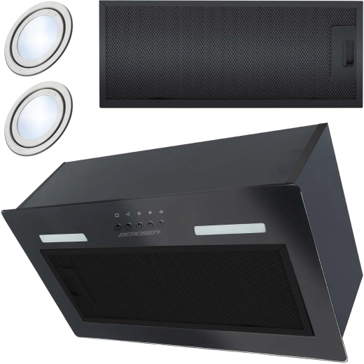 Ugradbena kuhinjska napa 52 cm crna BERDSEN sa staklom i LED