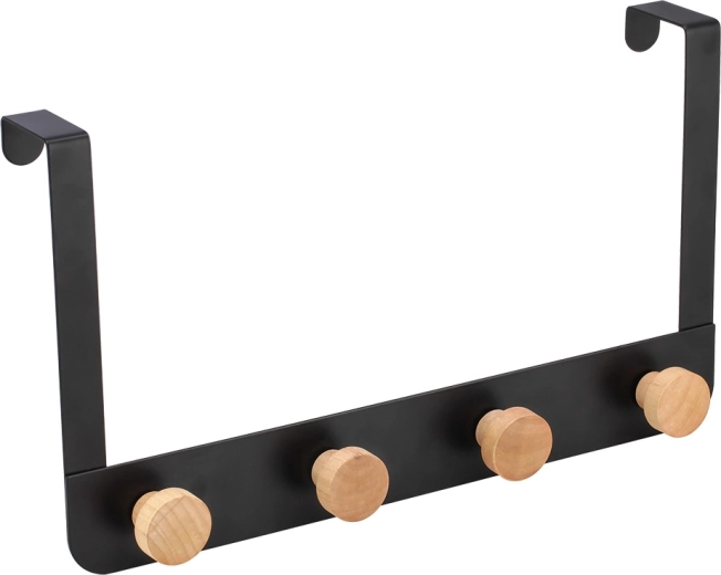Vješalica za vrata s 4 kukice od bambusa 35 × 2,5 × 20 cm