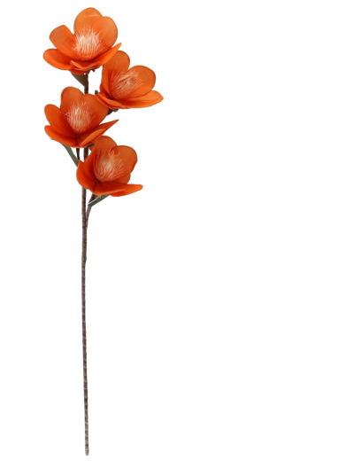 Dekorativna umjetna magnolija – narančasta, 4 cvijeta, 93 cm
