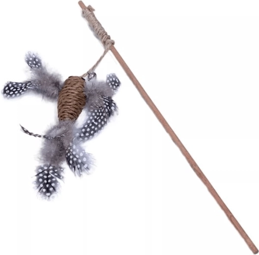 Quapas! prirodna igračka-štap za mačke s smeđom ptičicom i perima