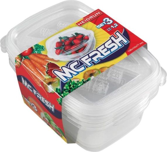 Plastična posuda s poklopcem HEIDRUN McFresh 1,2 l, set 3 kom