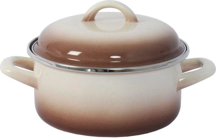 Lonec s poklopcem 18 cm, 2 l, CAPUCINO emajl