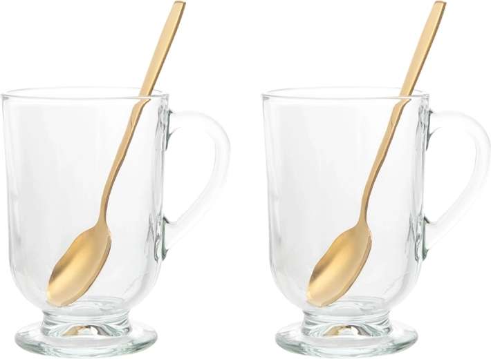 Set staklenih šalica na stalku Werona 310 ml sa žličicama, 2 kom